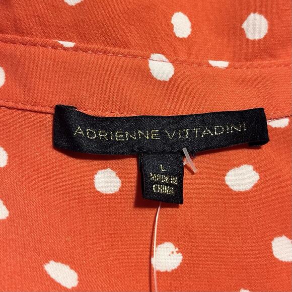 NWT Adrienne Vittadini Pink Polkadot Long Sleeve Button Down Woman Blouse Size L - Picture 4 of 7